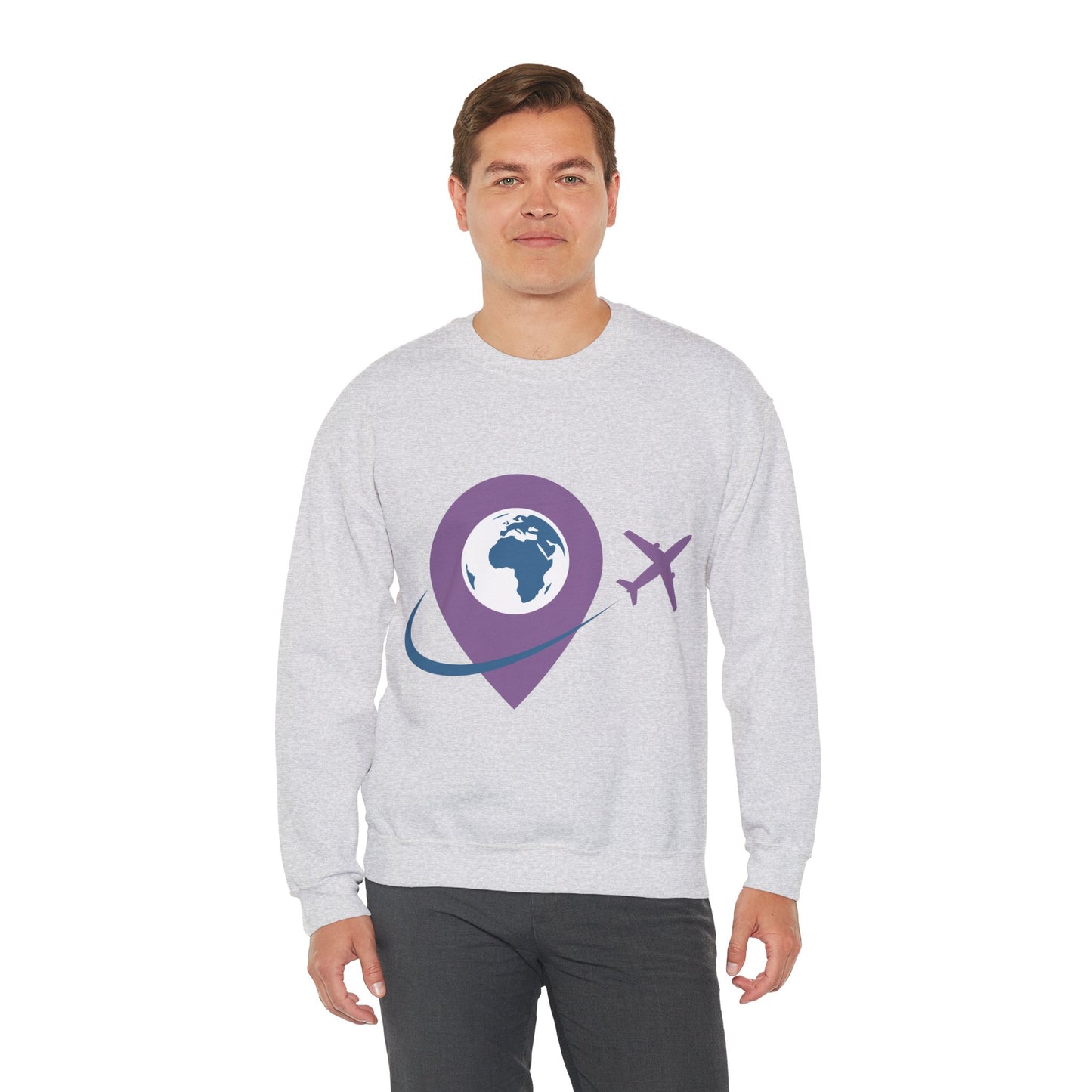 Travel Inspired Sweatshirt | Globe and Airplane Design | True North