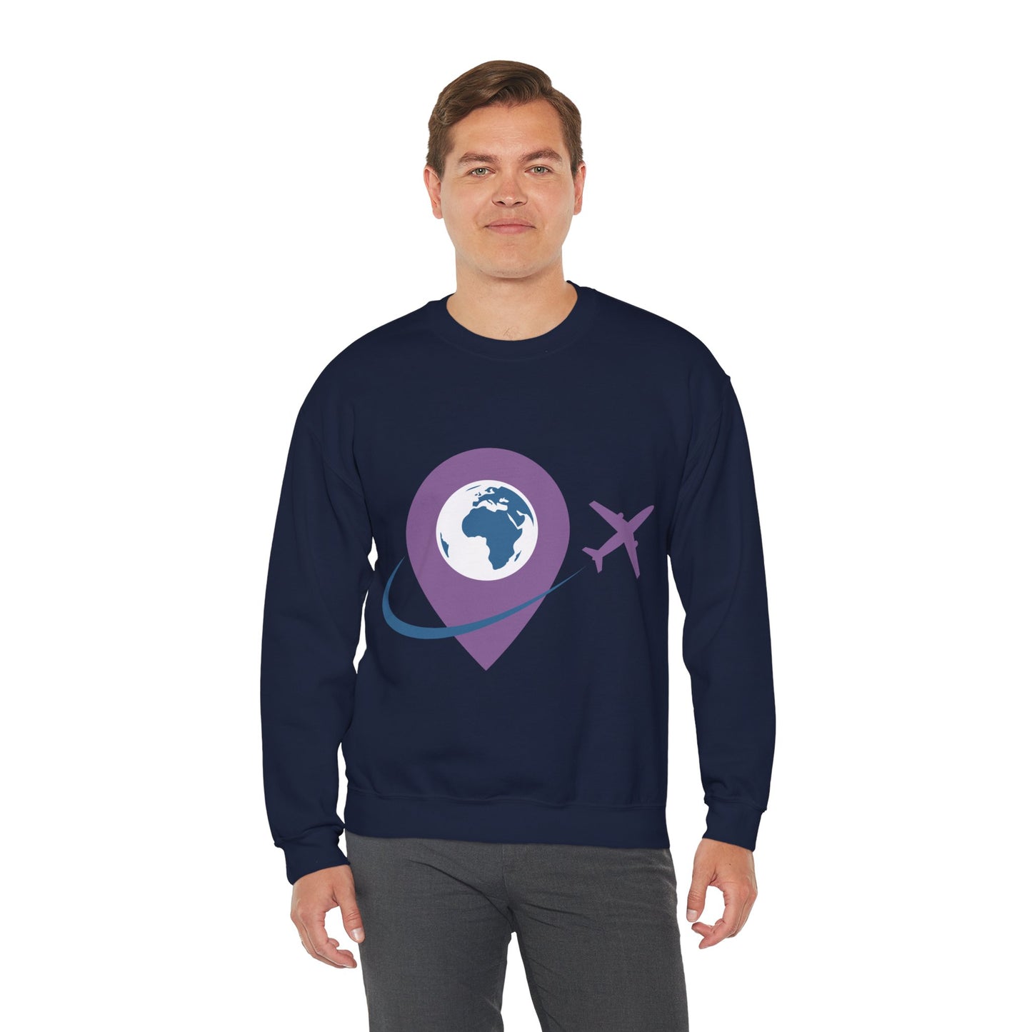 Travel Inspired Sweatshirt | Globe and Airplane Design | True North