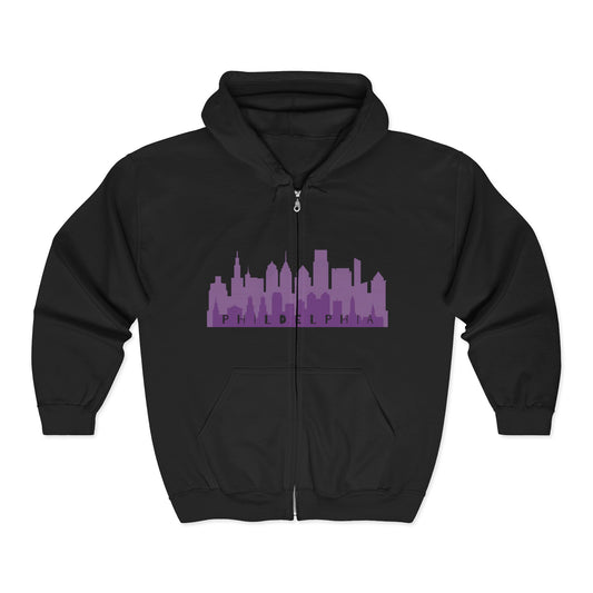 Philadelphia Skyline Zip Unisex Hoodie | City Lovers | True North