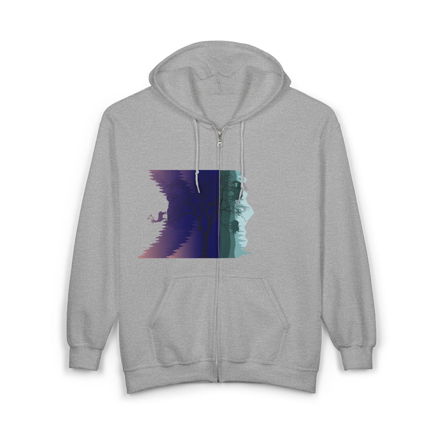 Glitch Art Zip-Up Hoodie | Graphic Sweatshirt | True North