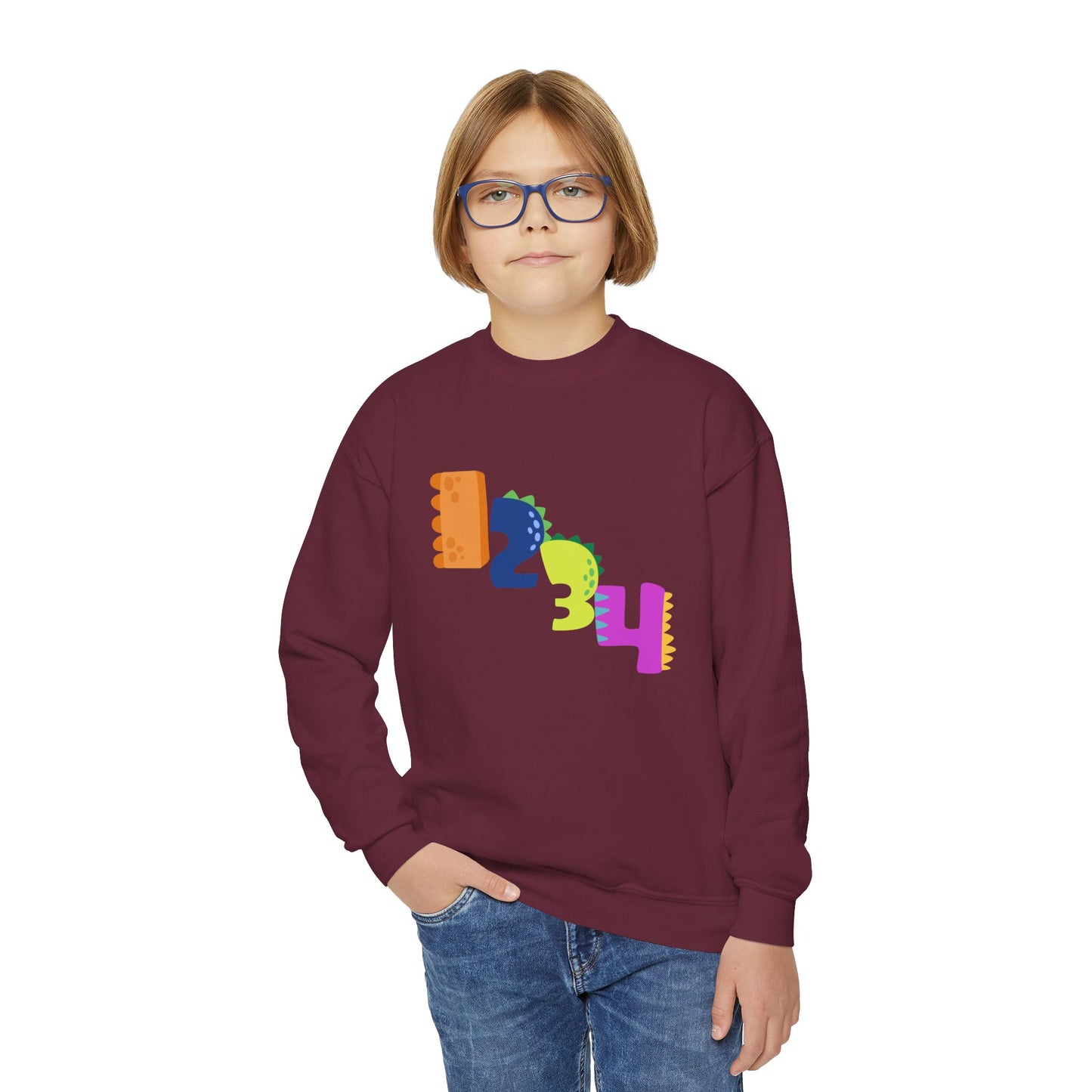 Colorful Fun Numbers and Dinosaurs Sweatshirt| Easygoing Style | True North
