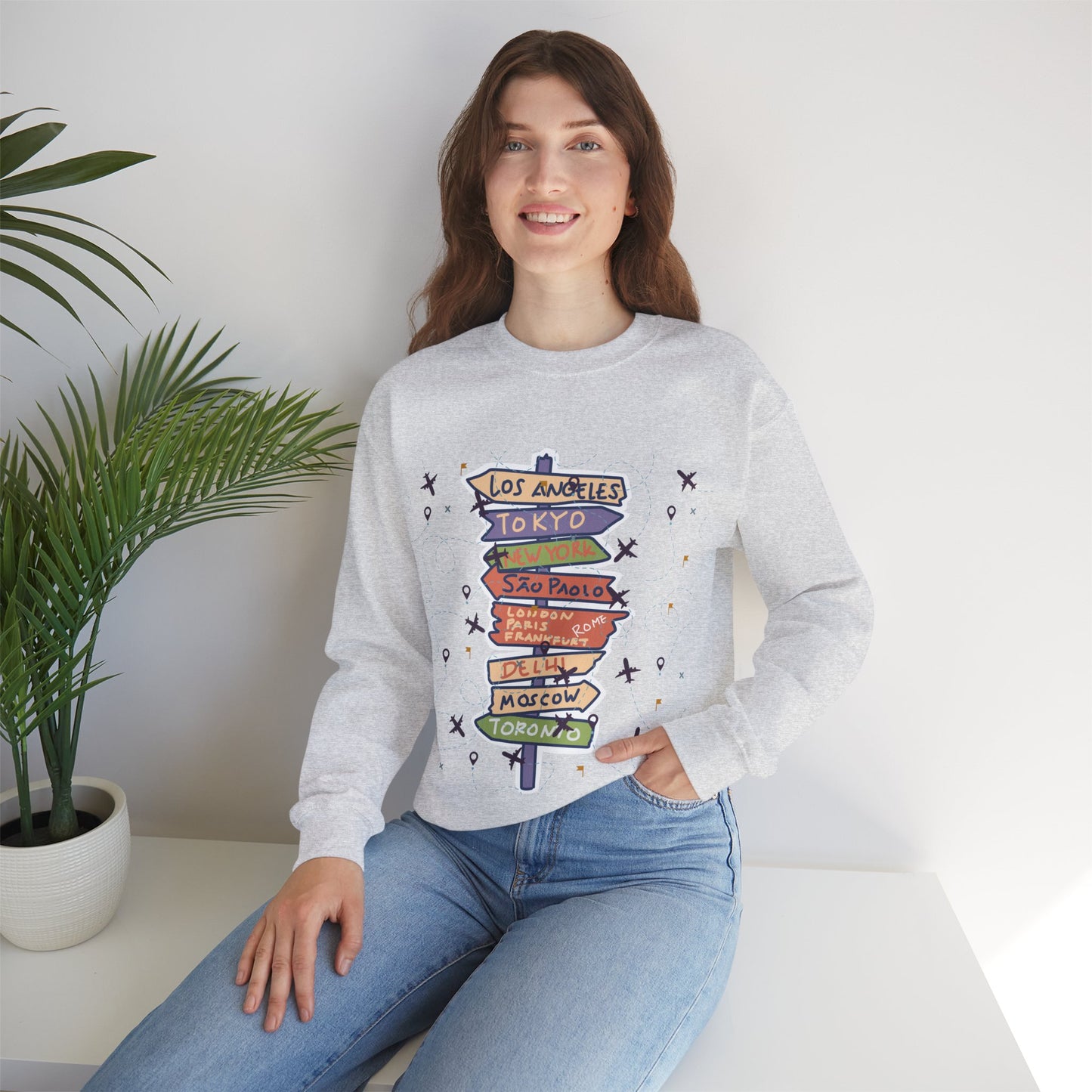 Travel Destination Crewneck Sweatshirt | Streetwear, Adventure Fashion, World Map Merch | True North