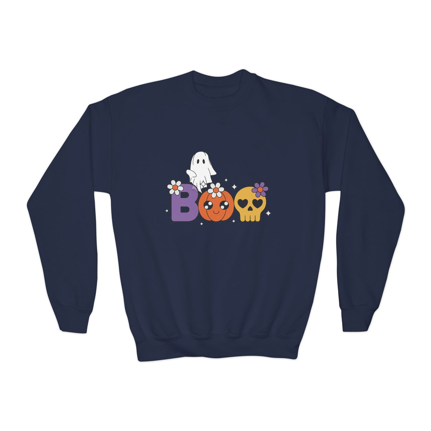 Cute Halloween Youth Crewneck Sweatshirt | BOO Graphic Sweatshirt | True North