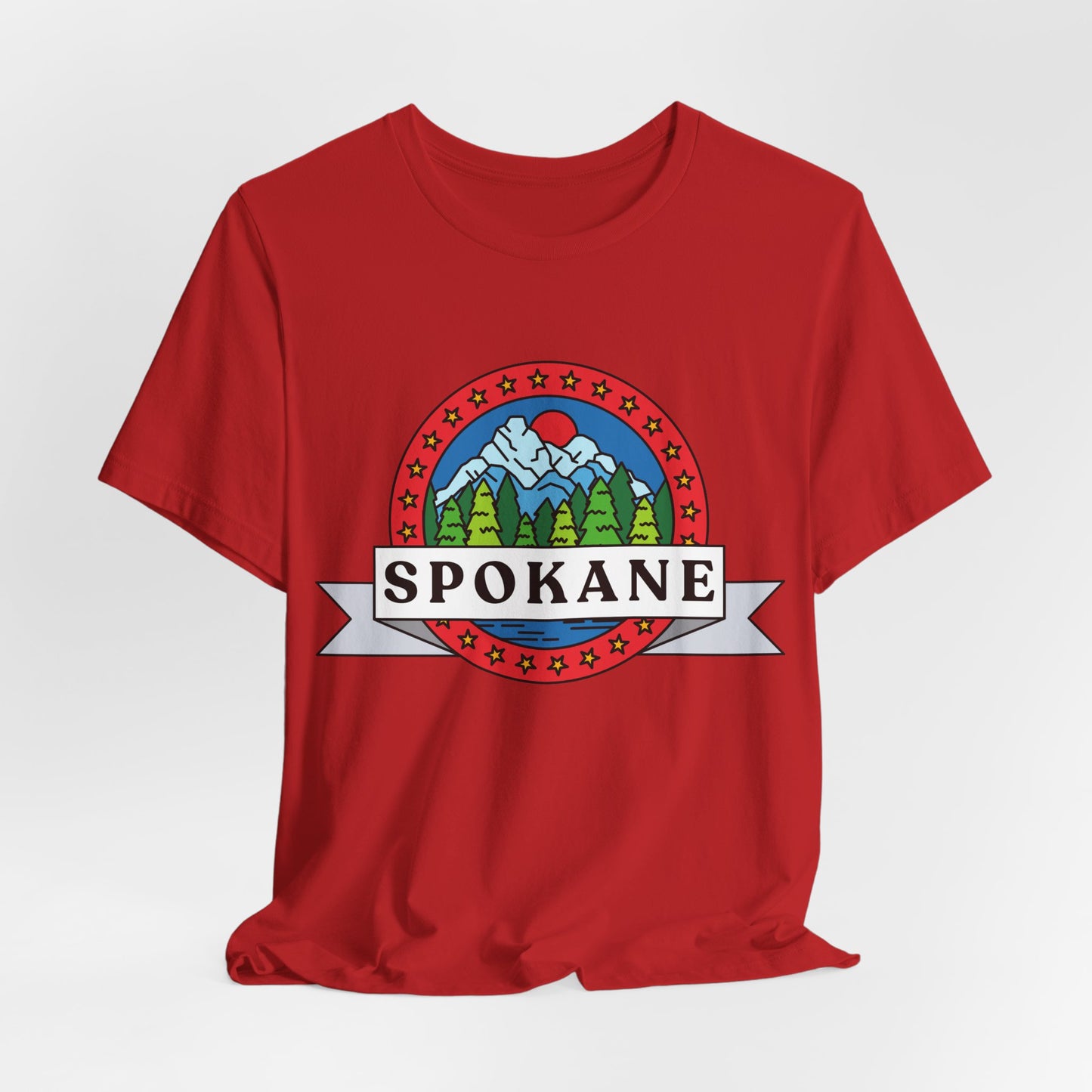 Spokane Mountain Badge T-Shirt – Scenic Riverfront Graphic Tee