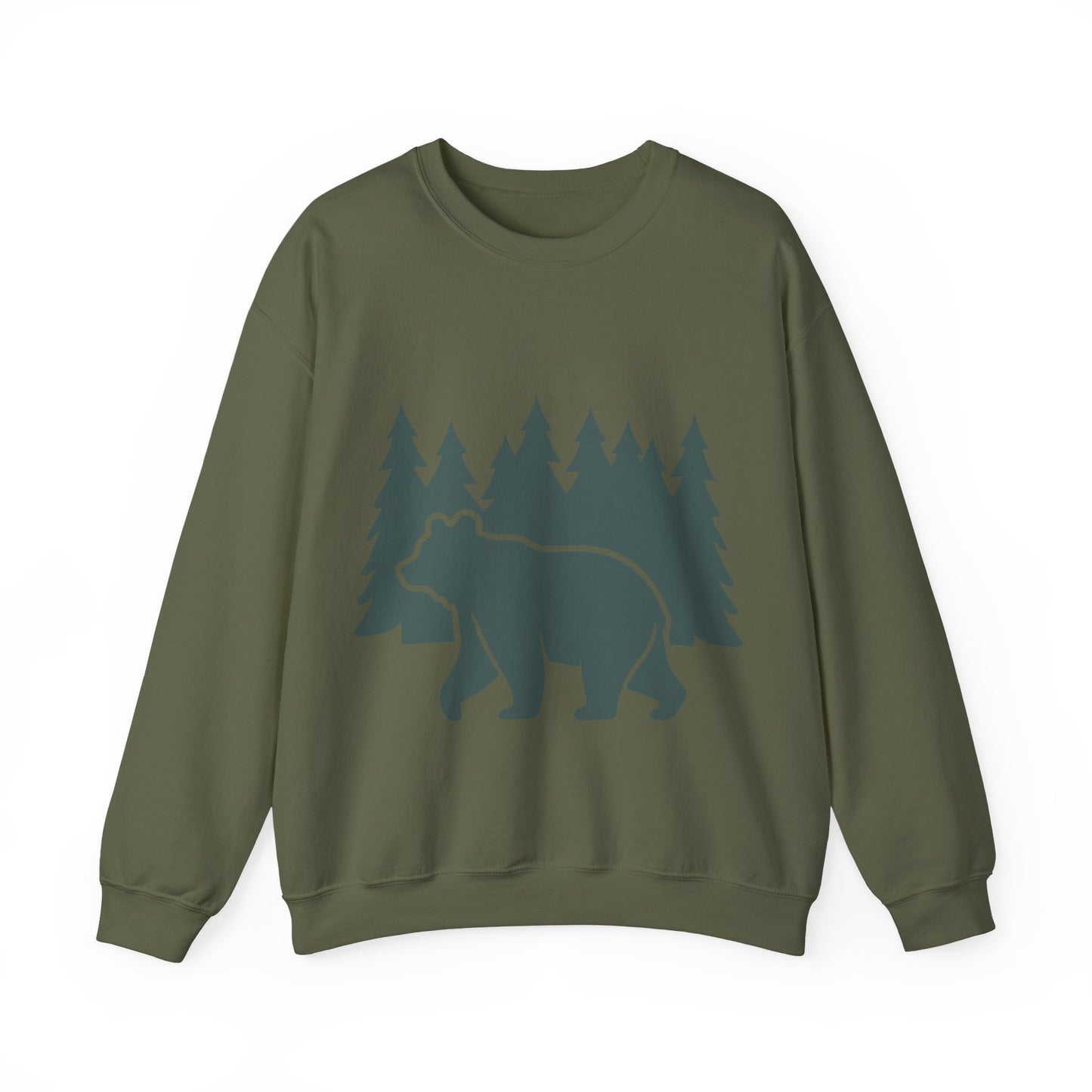 Cozy Bear Forest Crewneck Sweatshirt | Hiking, Camping, and Nature Lovers | True North
