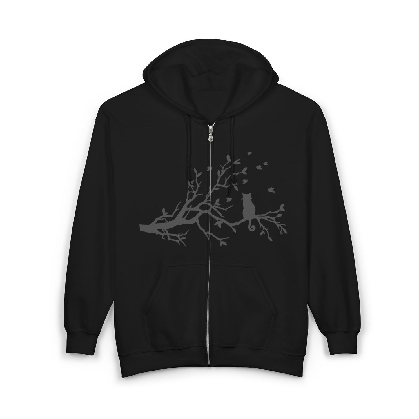 Nature-Inspired Full Zip Hoodie | Tree Branch & Bird Design | True North