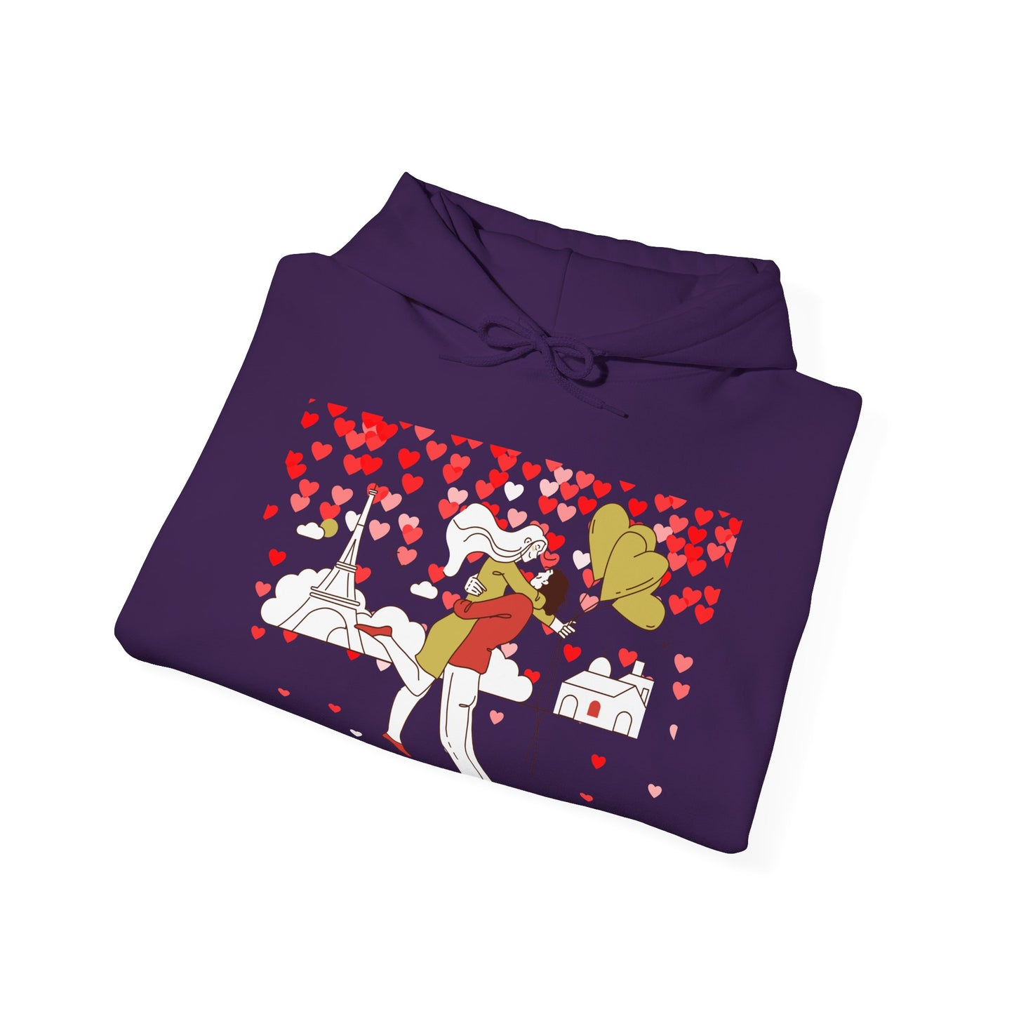 Romantic Heart Print Hoodie for Couples | Heartfelt Love Wear | True North
