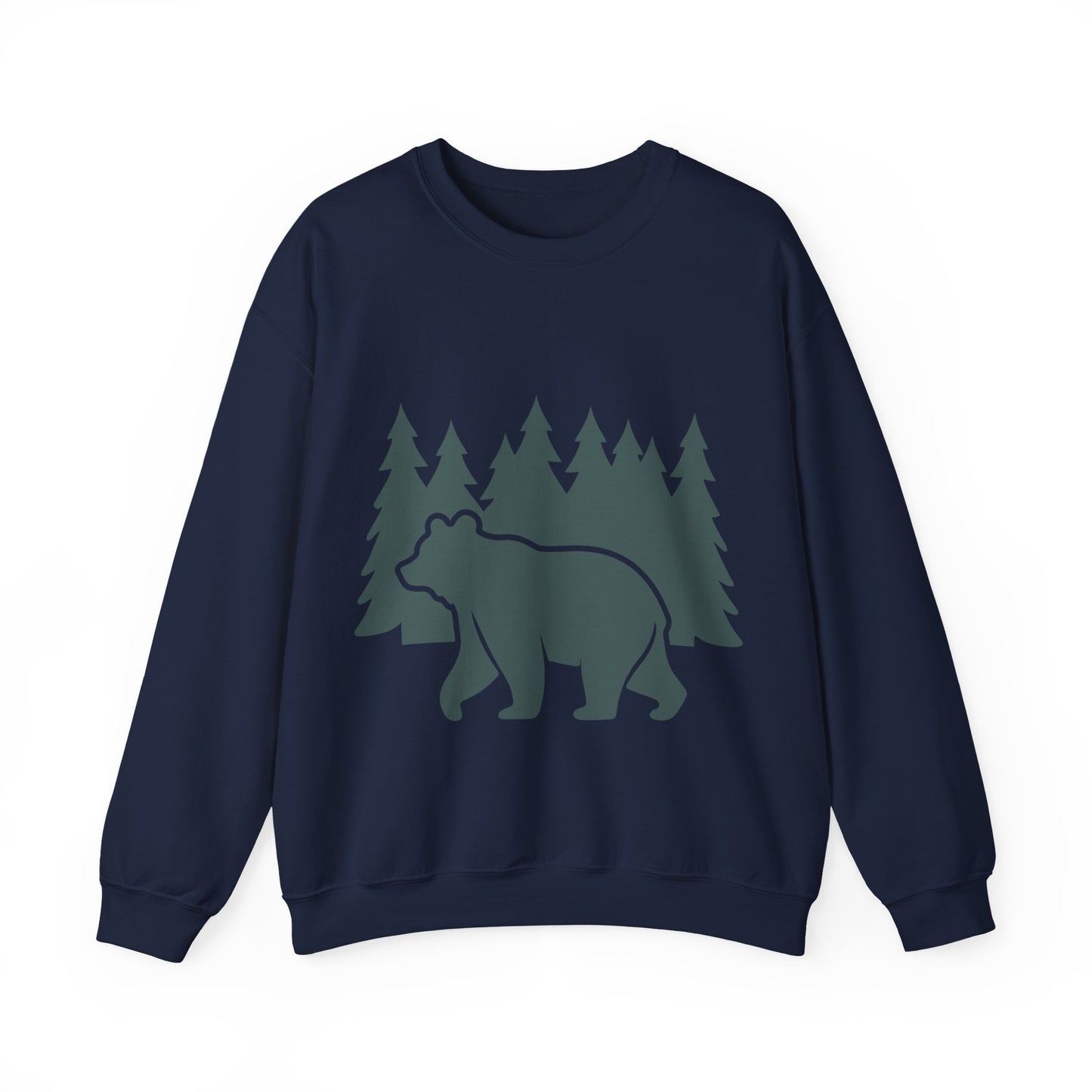 Cozy Bear Forest Crewneck Sweatshirt | Hiking, Camping, and Nature Lovers | True North