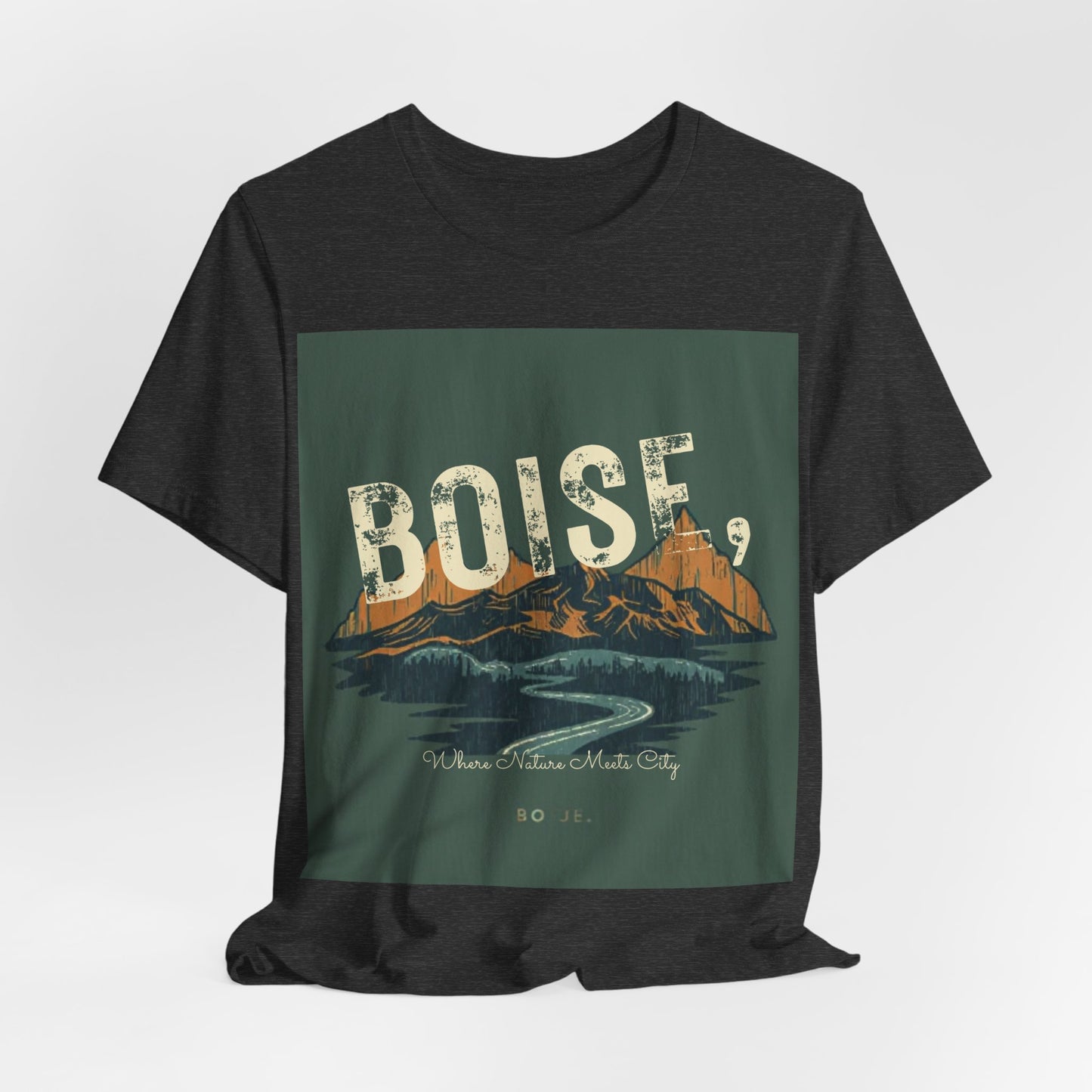 Boise Vintage Mountain Tee — Scenic River Adventure Graphic T-Shirt