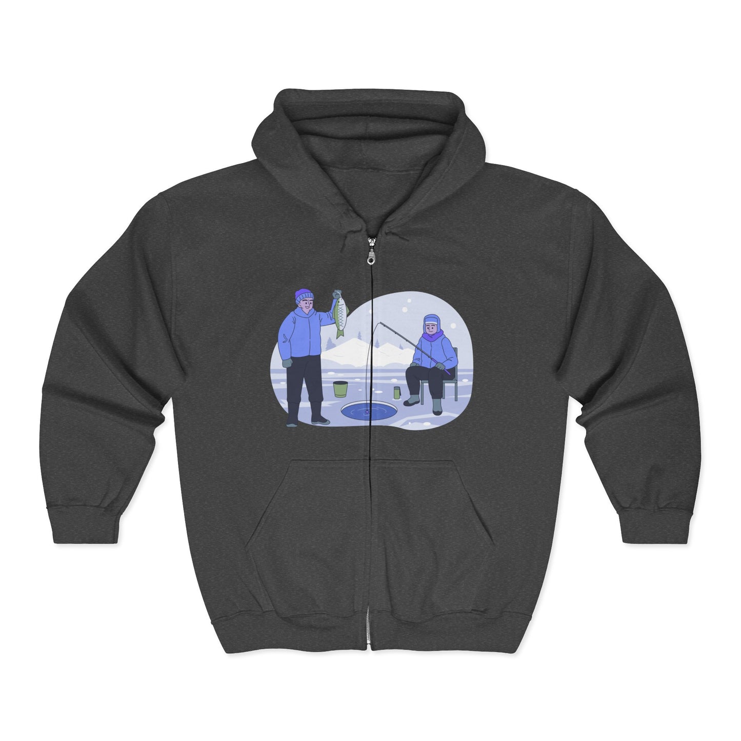 Funny Fishing Hoodie | Zip Sweatshirt for Ice Fishing & Outdoor Sports | True North