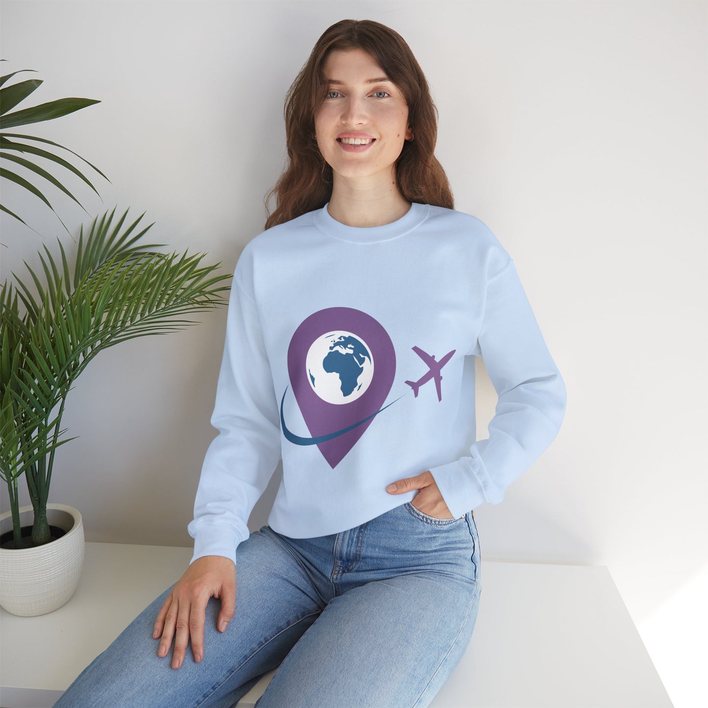 Travel Inspired Sweatshirt | Globe and Airplane Design | True North