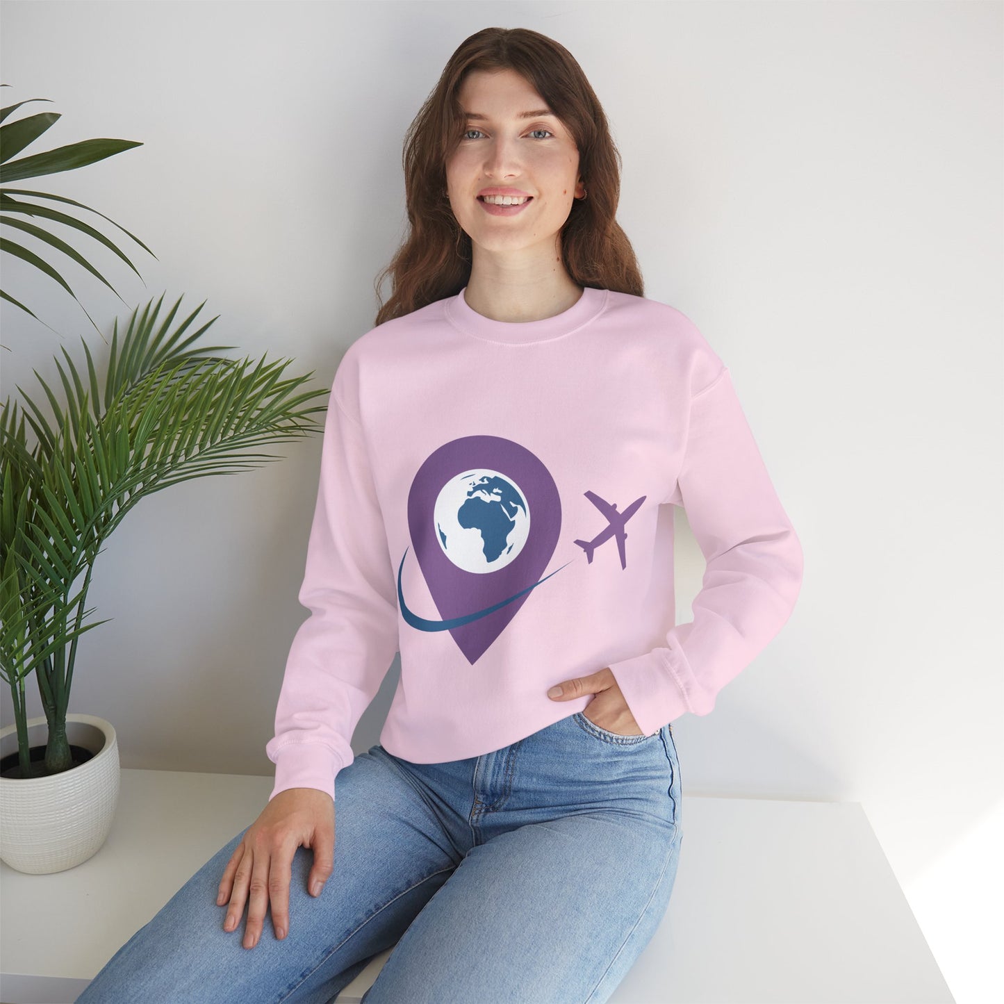 Travel Inspired Sweatshirt | Globe and Airplane Design | True North