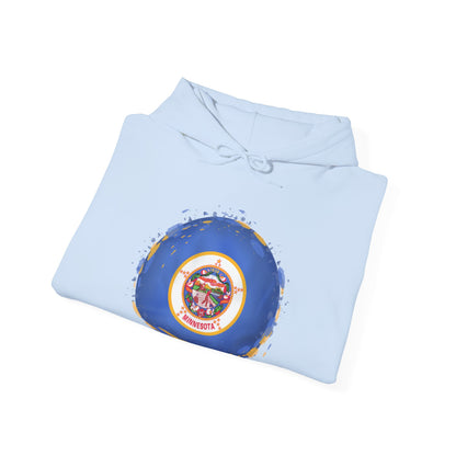 Minnesota State Flag Hoodie — Retro Watercolor Circle Design DULUTH