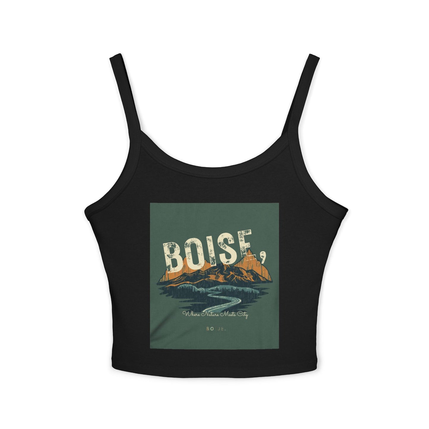 Boise Vintage Mountain Tank Top — Scenic River Spaghetti Strap Crop