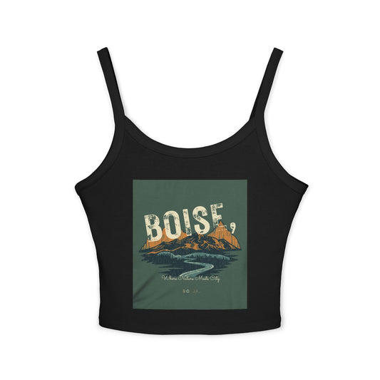 Boise Vintage Mountain Tank Top — Scenic River Spaghetti Strap Crop