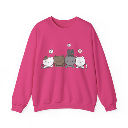 Cute Cat Crewneck Sweatshirt | Funny Animal Apparel and Kawaii Style | True North