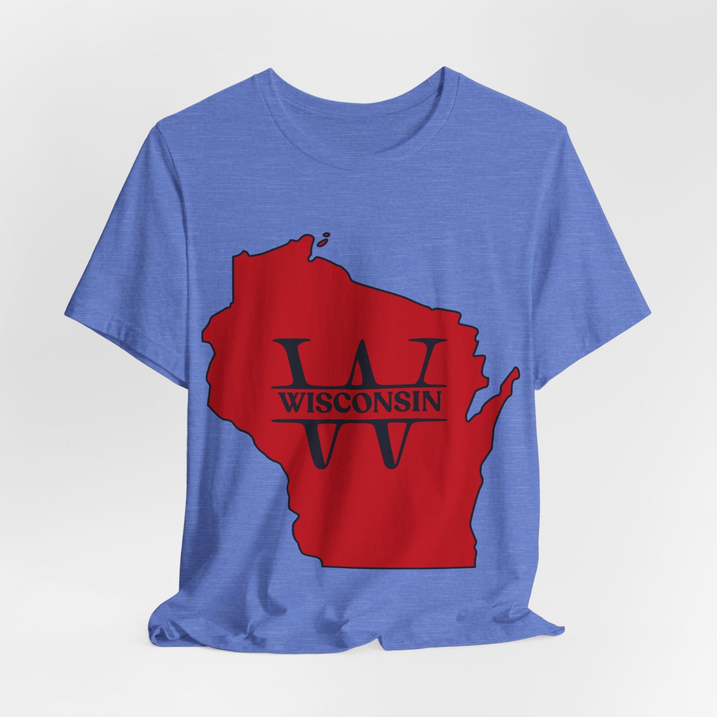 Wisconsin State Outline Tee with W Monogram — Red Badger Pride Shirt MADISON JERSEY TEE