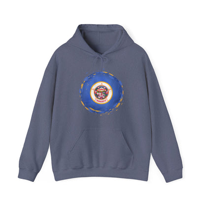 Minnesota State Flag Hoodie — Retro Watercolor Circle Design DULUTH
