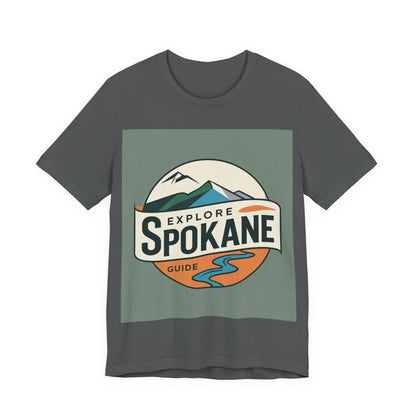Explore Spokane Graphic Tee — Vintage Mountain & River Travel Shirt