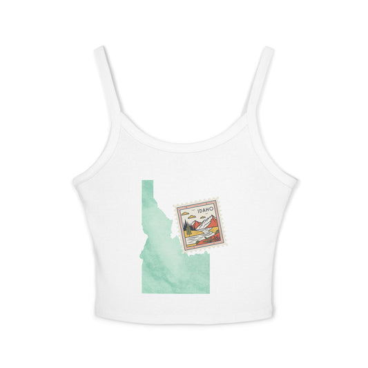Idaho Watercolor Map Crop Tank with Vintage State Stamp BOISE