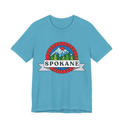 Spokane Mountain Badge T-Shirt – Scenic Riverfront Graphic Tee