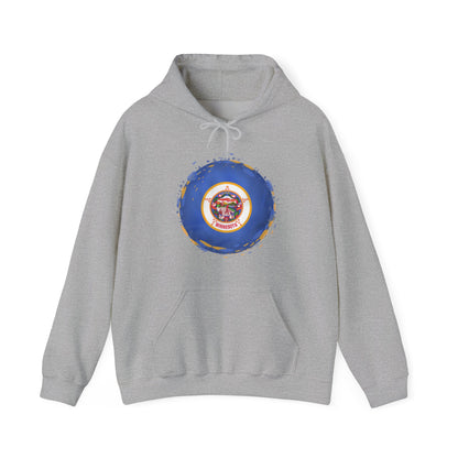 Minnesota State Flag Hoodie — Retro Watercolor Circle Design DULUTH