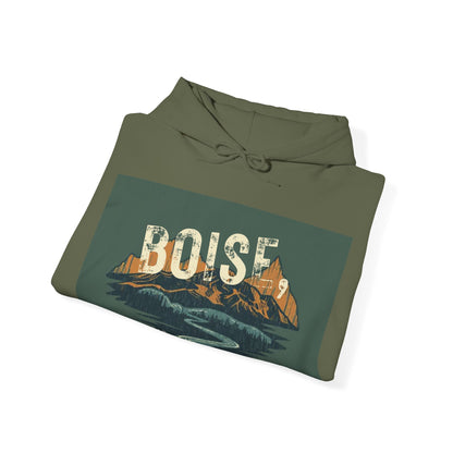 Boise Vintage Mountain Hoodie — River Scenic Outdoor Sweatshirt