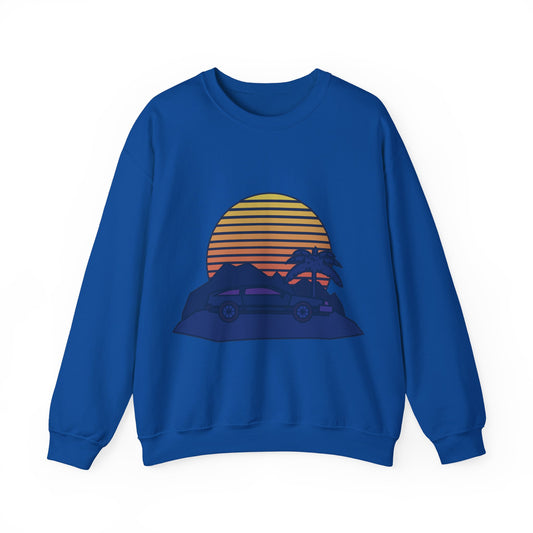 Retro Sunset Adventure Crewneck Sweatshirt | Road Trips | True North