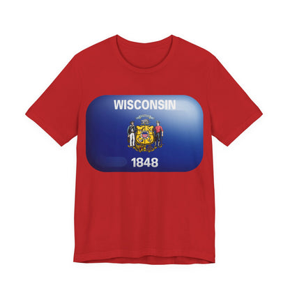 Wisconsin Flag T‑Shirt – State Pride Tee (WISCONSIN 1848) MADISON JERSEY TEE
