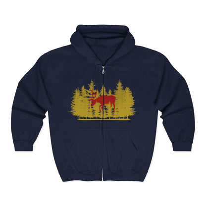 Nature-Inspired Moose Zip Hoodie | Cozy Campers, Fall Adventures | True North