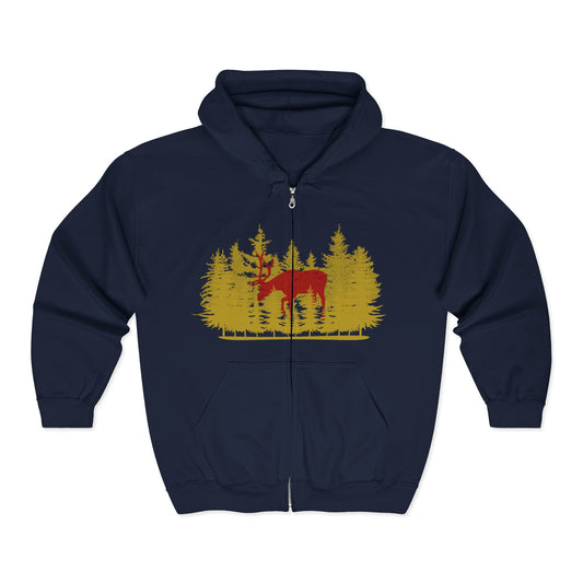 Nature-Inspired Moose Zip Hoodie | Cozy Campers, Fall Adventures | True North