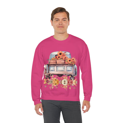 Fall Floral Truck Crewneck Sweatshirt | Autumn Apparel | True North