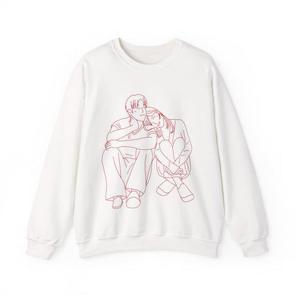 Couple Sketch Crewneck Sweatshirt | Cozy Anniversary Gift | True North