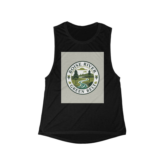 Boise River Green Belt Women's Scoop Muscle Tank — Outdoor Nature Graphic Tank Top