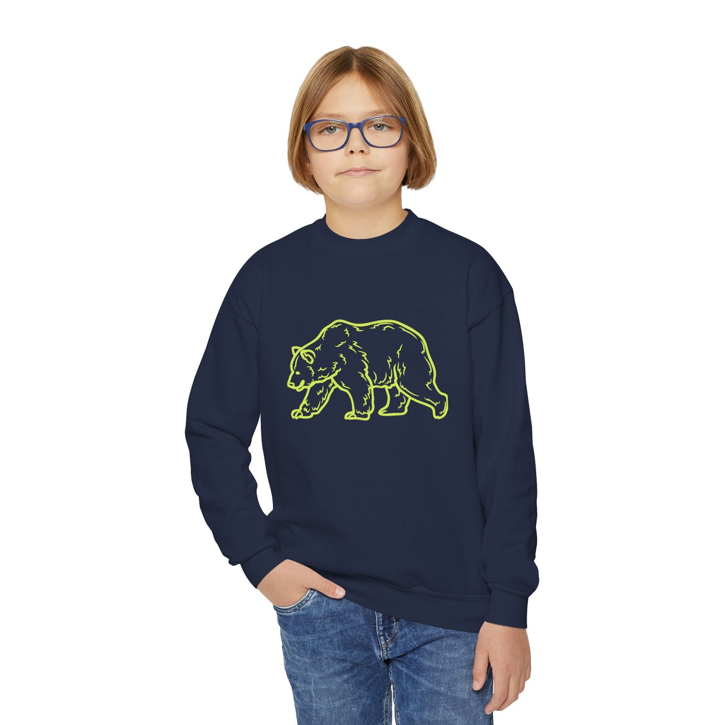 Youth Bear Sketch Crewneck Sweatshirt | Cozy Kids Pullover | True North