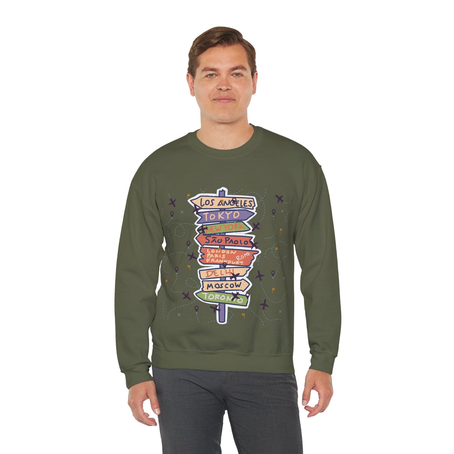 Travel Destination Crewneck Sweatshirt | Streetwear, Adventure Fashion, World Map Merch | True North