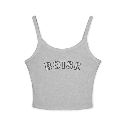 Boise Cropped Spaghetti Strap Tank - Retro Collegiate Graphic