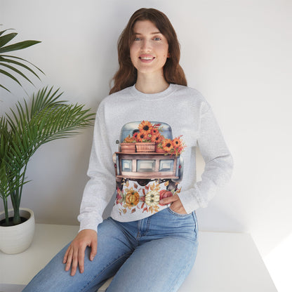 Fall Floral Truck Crewneck Sweatshirt | Autumn Apparel | True North