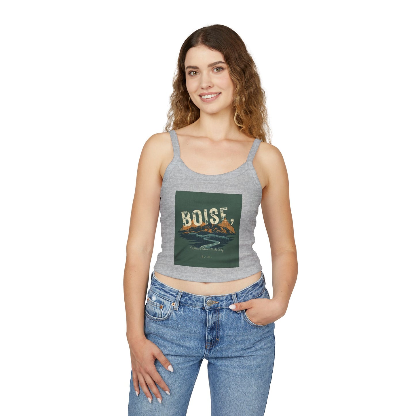 Boise Vintage Mountain Tank Top — Scenic River Spaghetti Strap Crop
