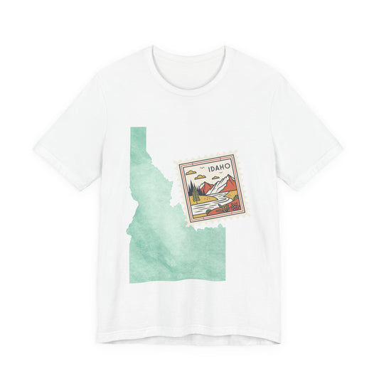 Idaho Watercolor State Tee with Vintage 'Idaho' Travel Patch boise