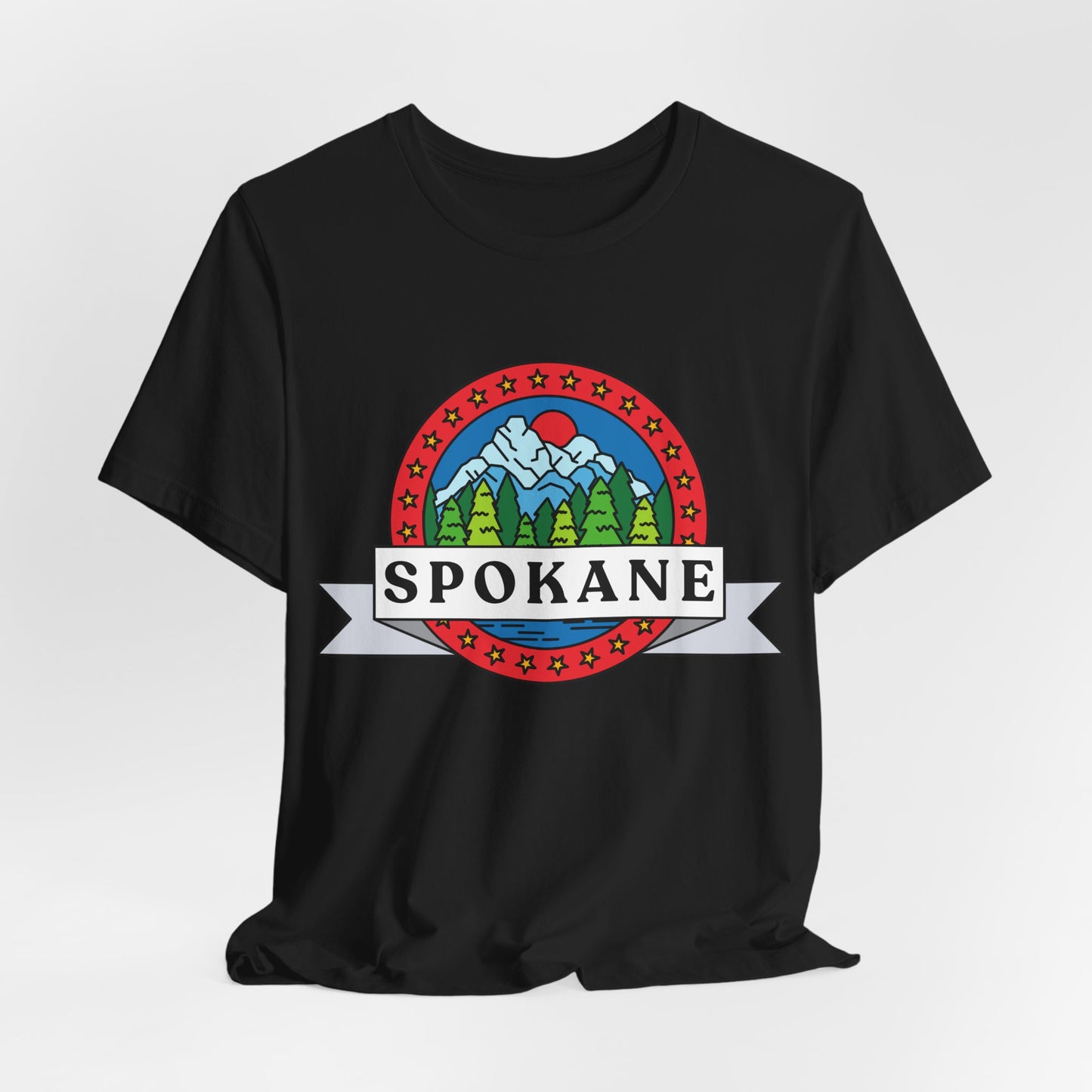 Spokane Mountain Badge T-Shirt – Scenic Riverfront Graphic Tee