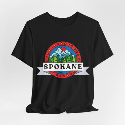 Spokane Mountain Badge T-Shirt – Scenic Riverfront Graphic Tee