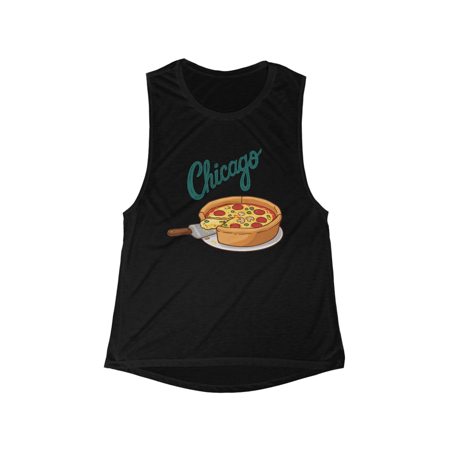 Chicago Pizza | Women’s Flowy Scoop Muscle Tank | True North