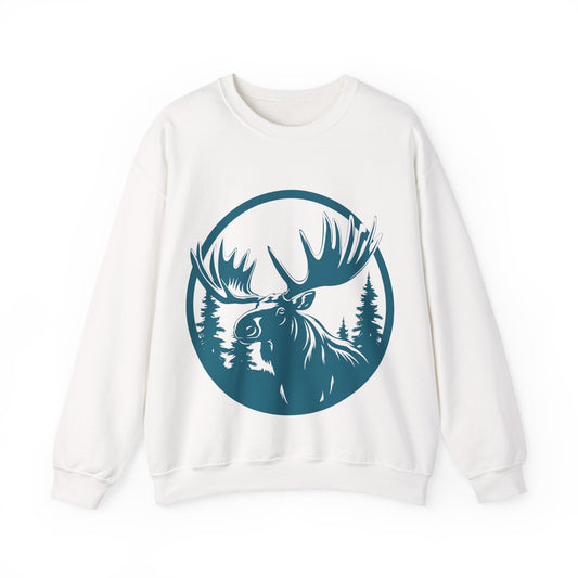 Nature-Inspired Moose Crewneck Sweatshirt | Wildlife Enthusiasts | True North