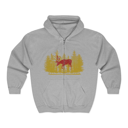 Nature-Inspired Moose Zip Hoodie | Cozy Campers, Fall Adventures | True North