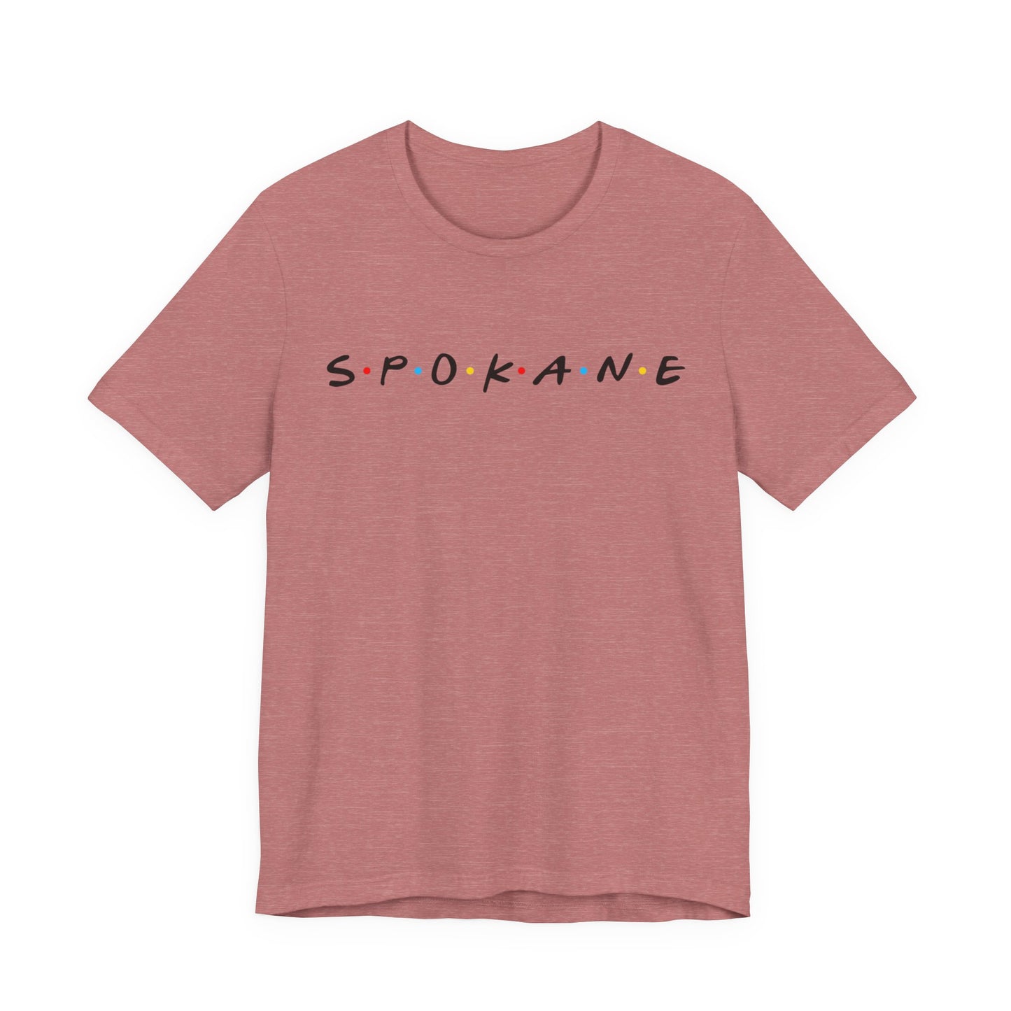 Spokane Script Tee — Retro Dotted Friend-Style City T‑Shirt