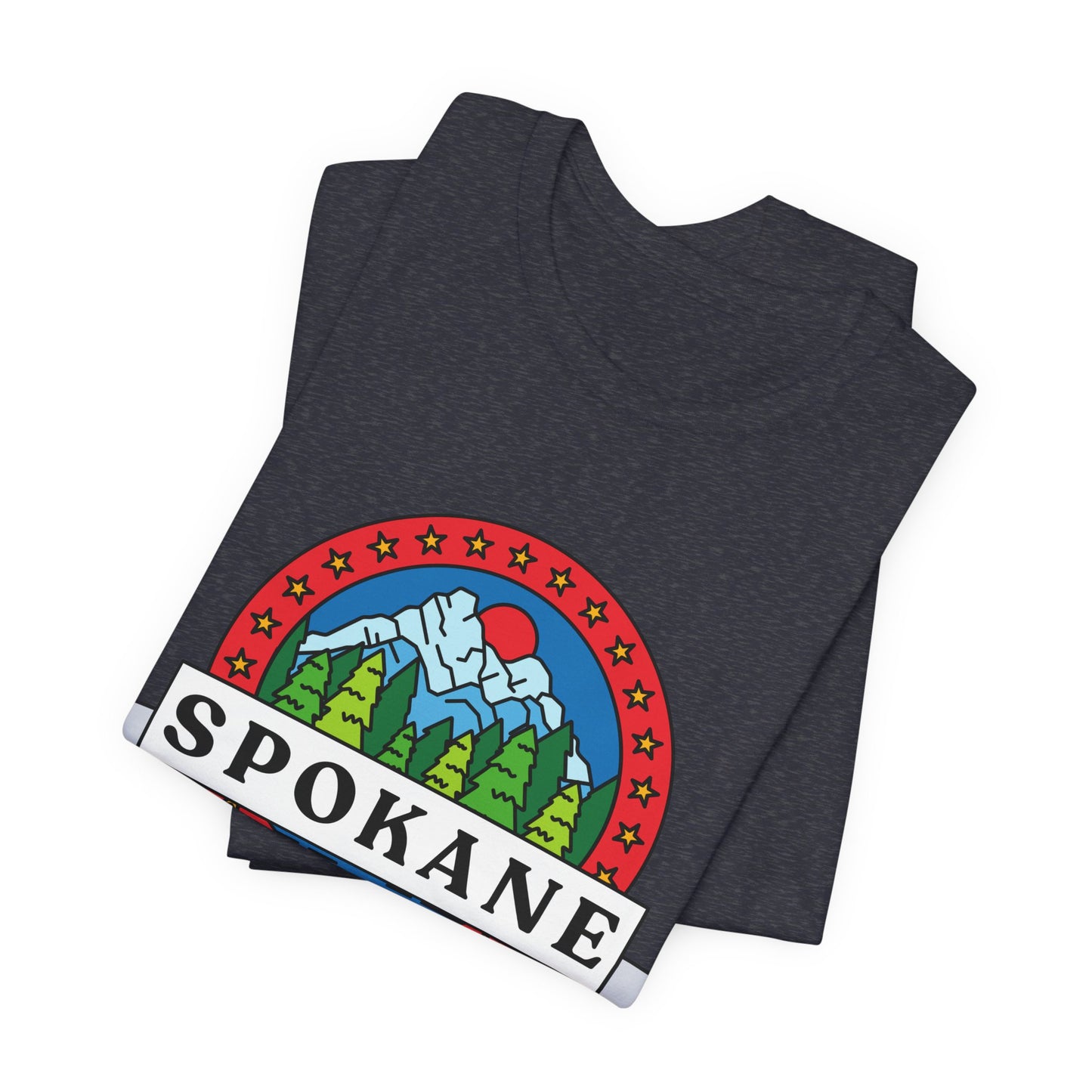 Spokane Mountain Badge T-Shirt – Scenic Riverfront Graphic Tee
