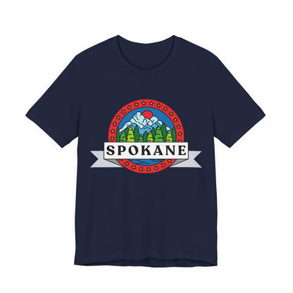 Spokane Mountain Badge T-Shirt – Scenic Riverfront Graphic Tee