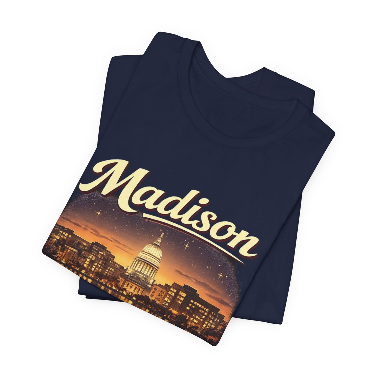 Madison Skyline T-Shirt — Vintage Capitol Night Scene (1848) JERSEY