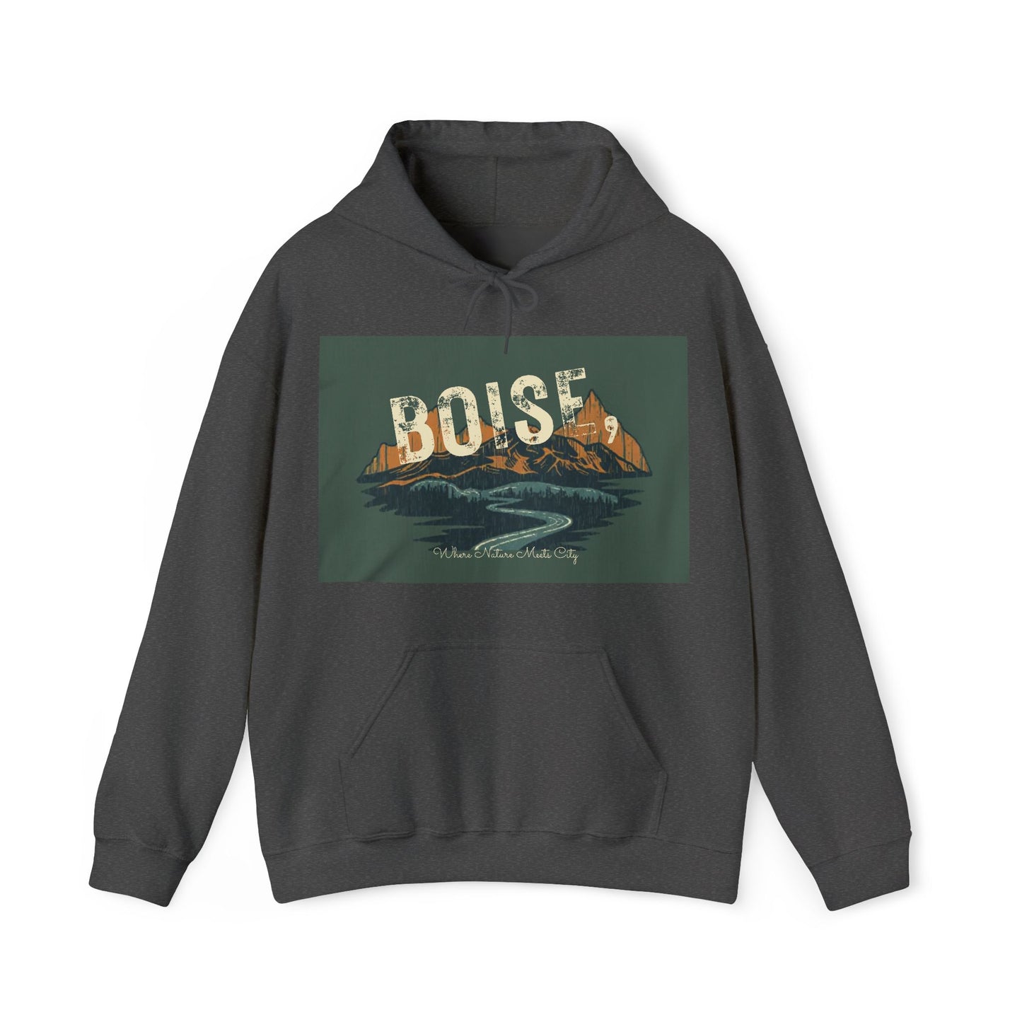 Boise Vintage Mountain Hoodie — River Scenic Outdoor Sweatshirt